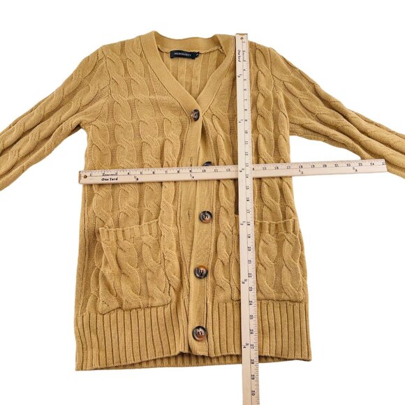 Merokeety Womens Cable Knit Button-Up Cardigan Sweater With Pockets Yellow - Picture 4 of 6